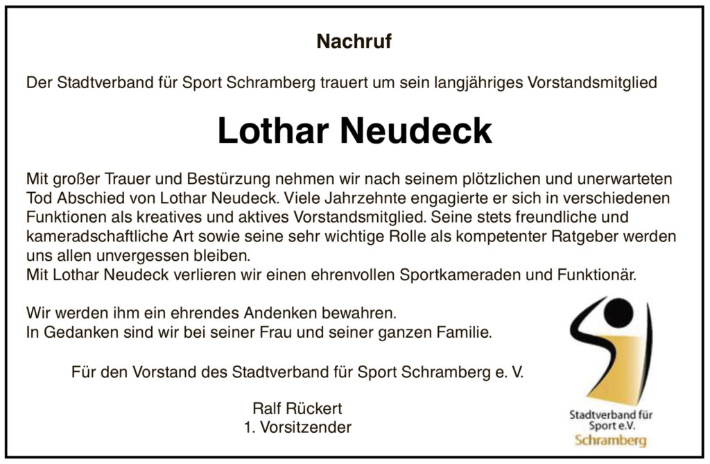 Nachruf Lothar Neudeck